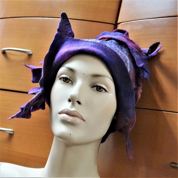 FELTED WOOL UNIQUE HANDMADE HAT GIFT FOR WOMEN main image 10